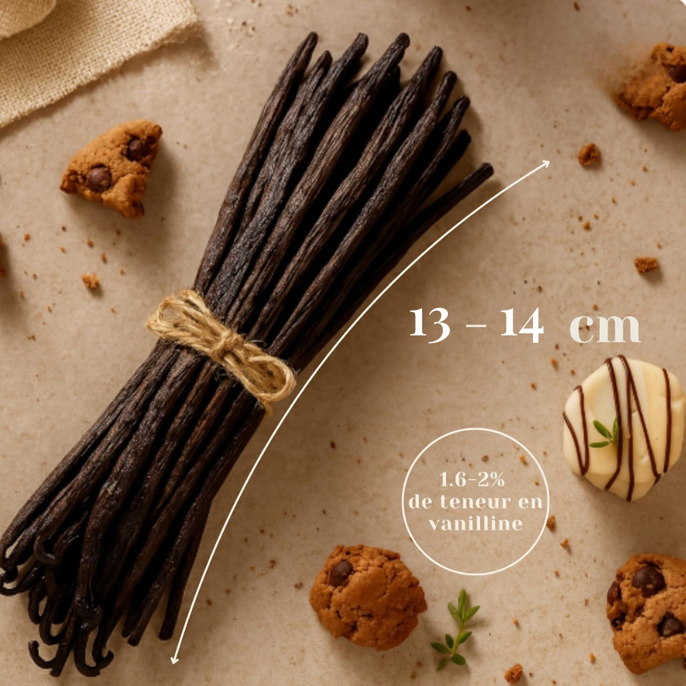 Gousses de Vanille Bourbon Qualité Gourmet 13-14cm